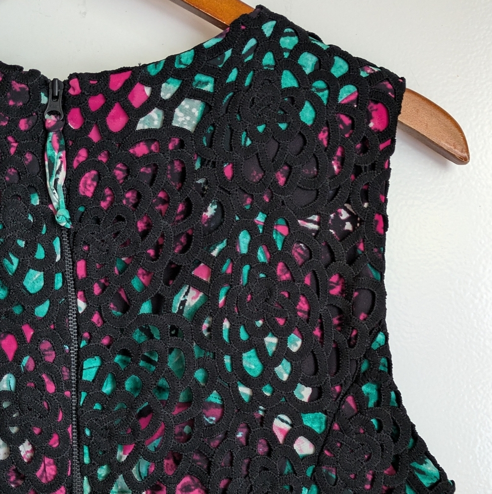 Anthropologie Black Crochet Lace "Terrace Sheeth Dress" by Wolven Pockets 10 - Picture 9 of 16